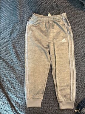 adidas Kids Heather Gray Jogger Sweatpants with Side Stripes